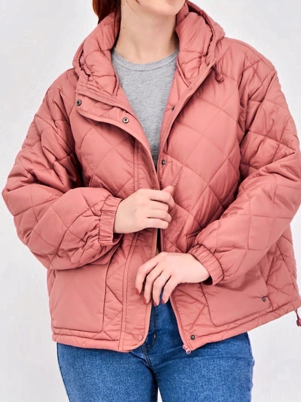 Bearpaw Quilted Hooded Jacket in Pink Size Large NWT